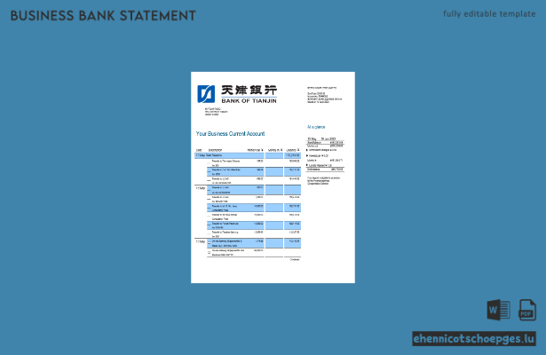 Beispielansicht eines Geschäftsberichts der Bank von Tianjin (Word- und PDF-Format)
